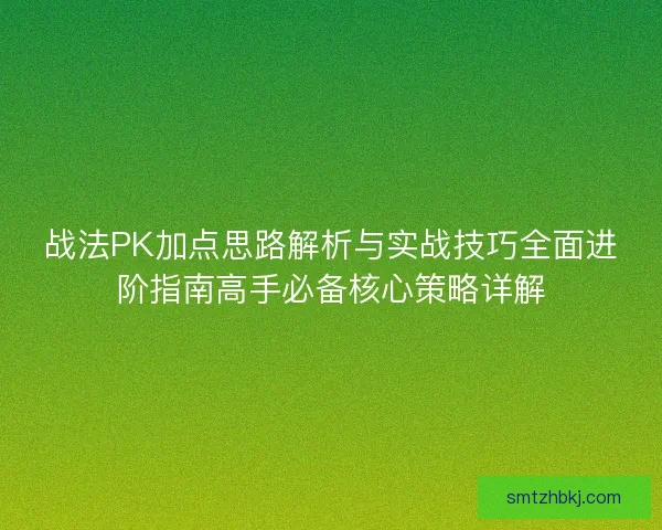 战法PK加点思路解析与实战技巧全面进阶指南高手必备核心策略详解