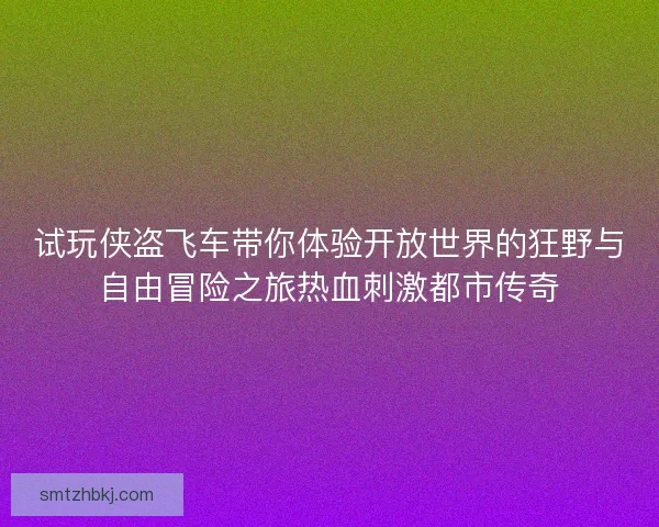 试玩侠盗飞车带你体验开放世界的狂野与自由冒险之旅热血刺激都市传奇