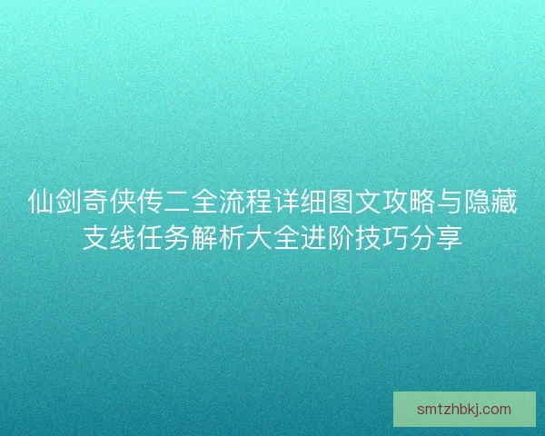 仙剑奇侠传二全流程详细图文攻略与隐藏支线任务解析大全进阶技巧分享